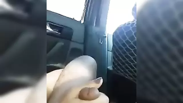 Uzbek guy enjoys jerking off in car